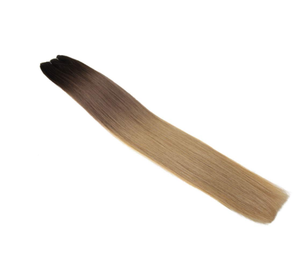 Real Human Hair weft Ombre Color Ash Brown Blonde Package Straight Brazilian Hair Sew In Extensions YL323 